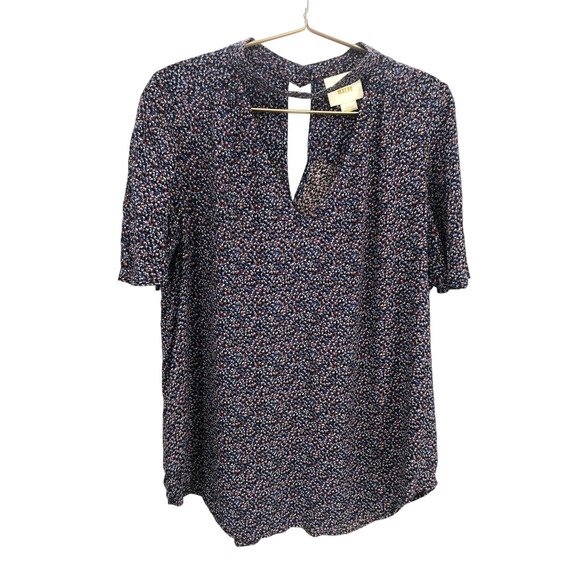 Maeve Tops - Maeve Anthropologie Multicolor Floral Print Cut Out Flutter Sleeve Blouse Size L
